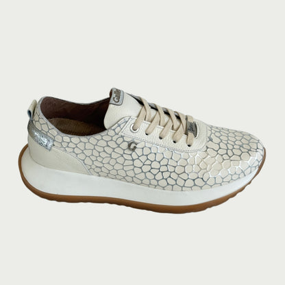 Tennis en cuero blanco crema x plata Ref: SD74WPBL