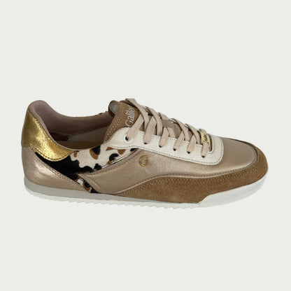 Tenis en cuero dorado x animal print Ref: Ema