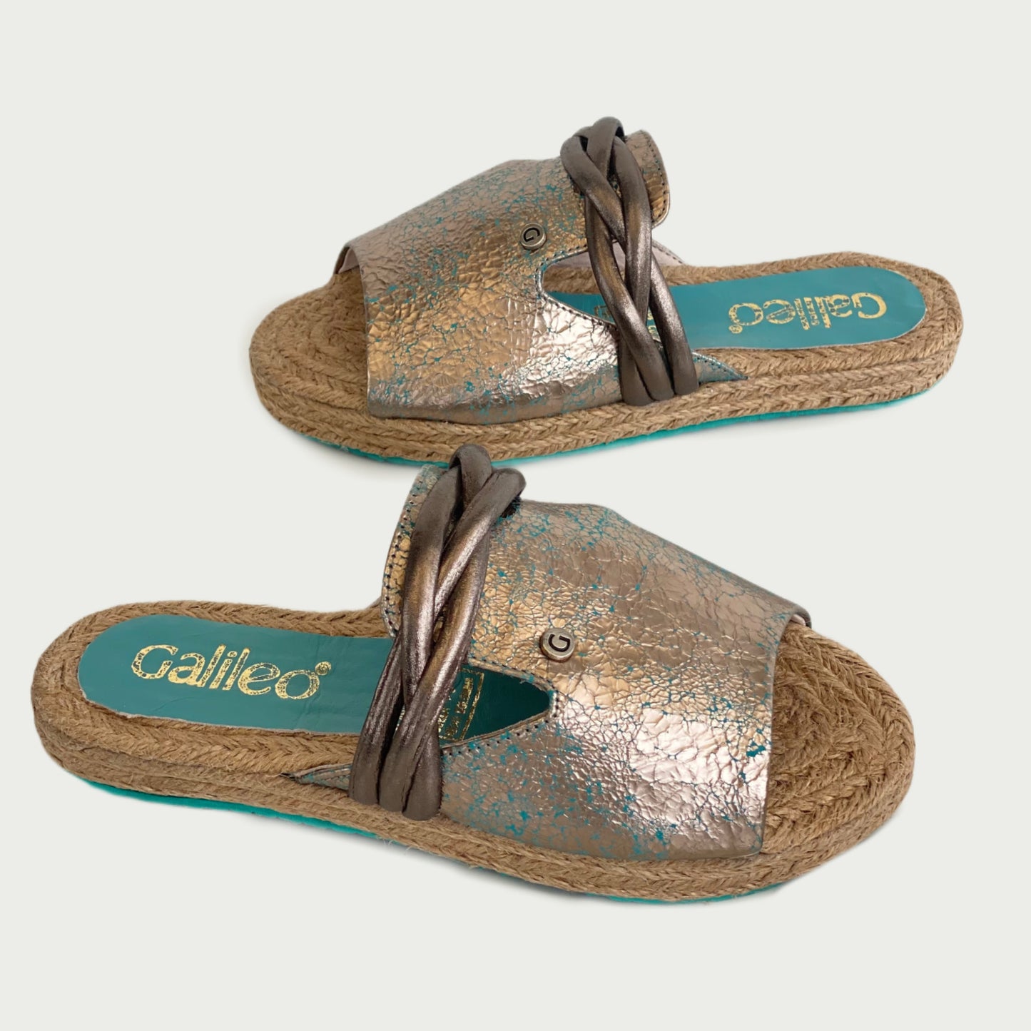 Sandalias en cuero oro x Turqueza Ref2059NPTU6