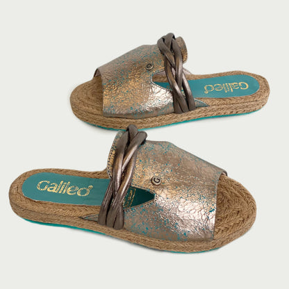 Sandalias en cuero oro x Turqueza Ref2059NPTU6