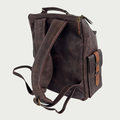 Morral en cuero envejecido café Ref: R4019XP