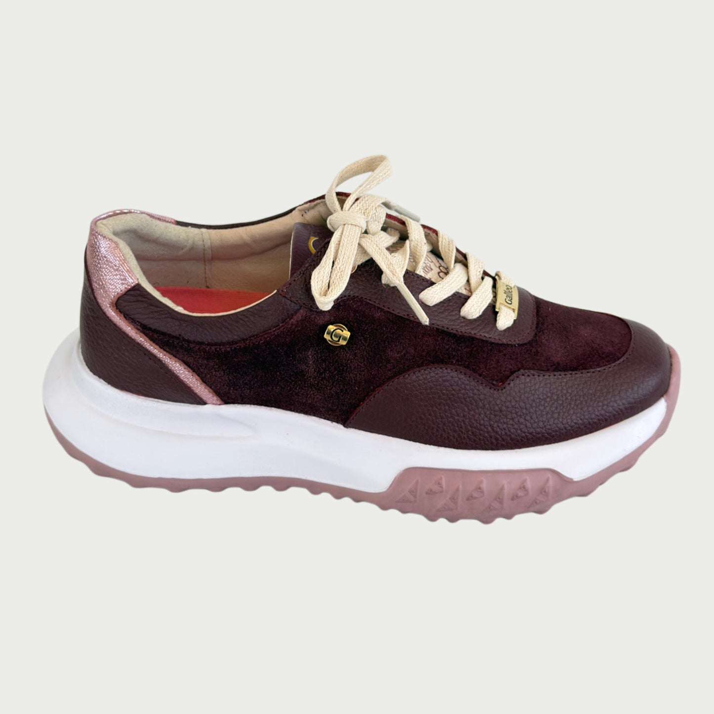Tenis en cuero vinotinto x gamuza Ref: 5714ZPVI