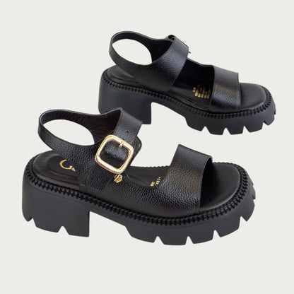 Sandalias en cuero negro Ref: P662ZPNG