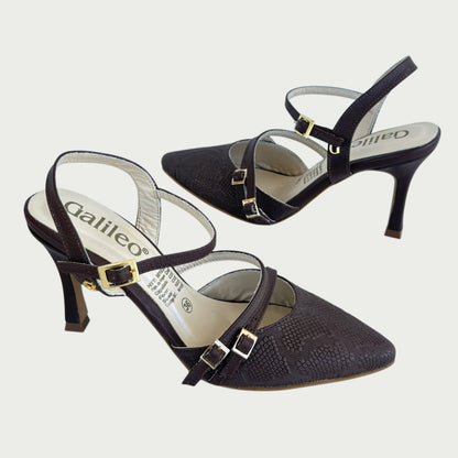 Stilettos en cuero medusa cacao Ref: 7012ZCAC