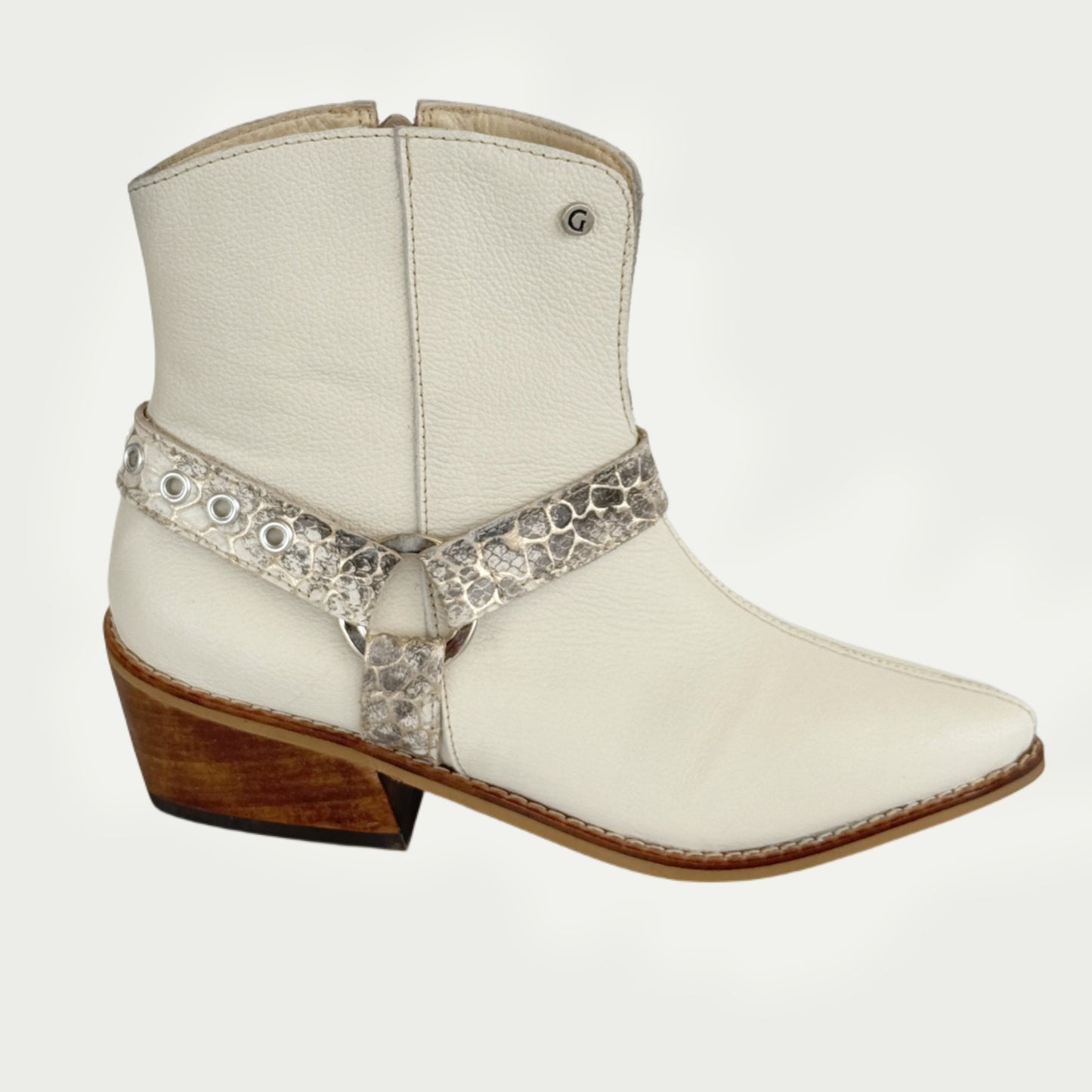 Bota texana en cuero talco x folia Ref: 1797WPTA