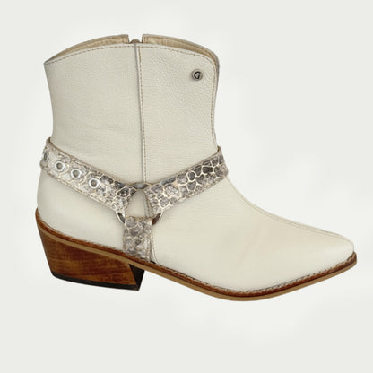 Bota texana en cuero talco x folia Ref: 1797WPTA