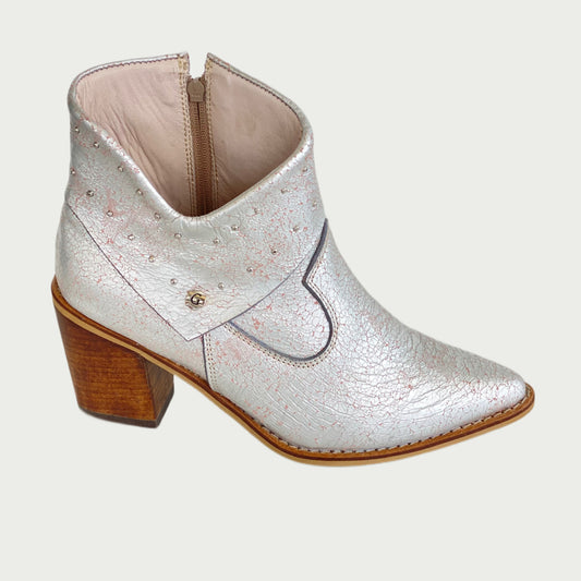 Botines en cuero plata Ref:1711NPRP4