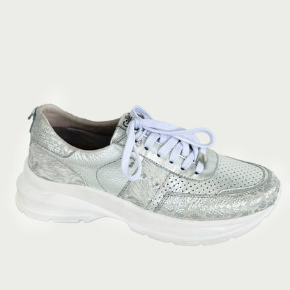 Tenis en cuero plateado Ref : OP141NGP4