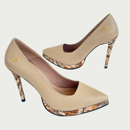 Tacones en cuero almendra Ref: 6045NTAU36