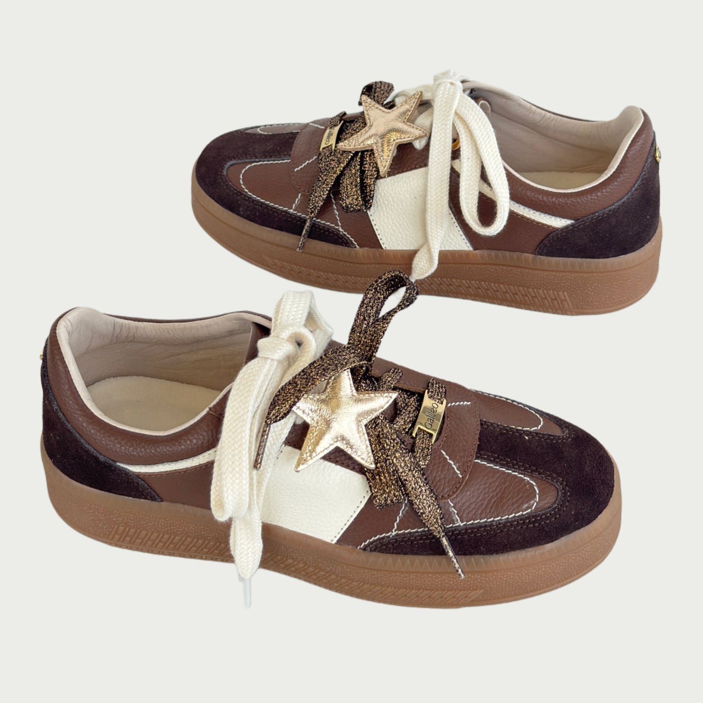 Tenis en cuero café x beige Ref: 704XPCAF