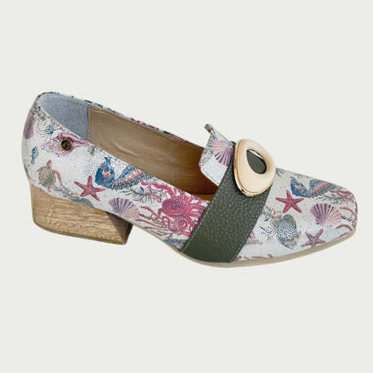 Zapatos en cuero folía estelar x verde aceituna Ref: 825