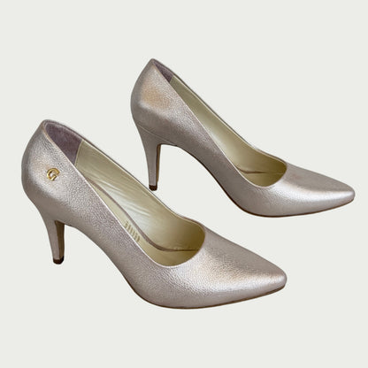 Stilettos en cuero nude metalizado Ref: 3400WROSE