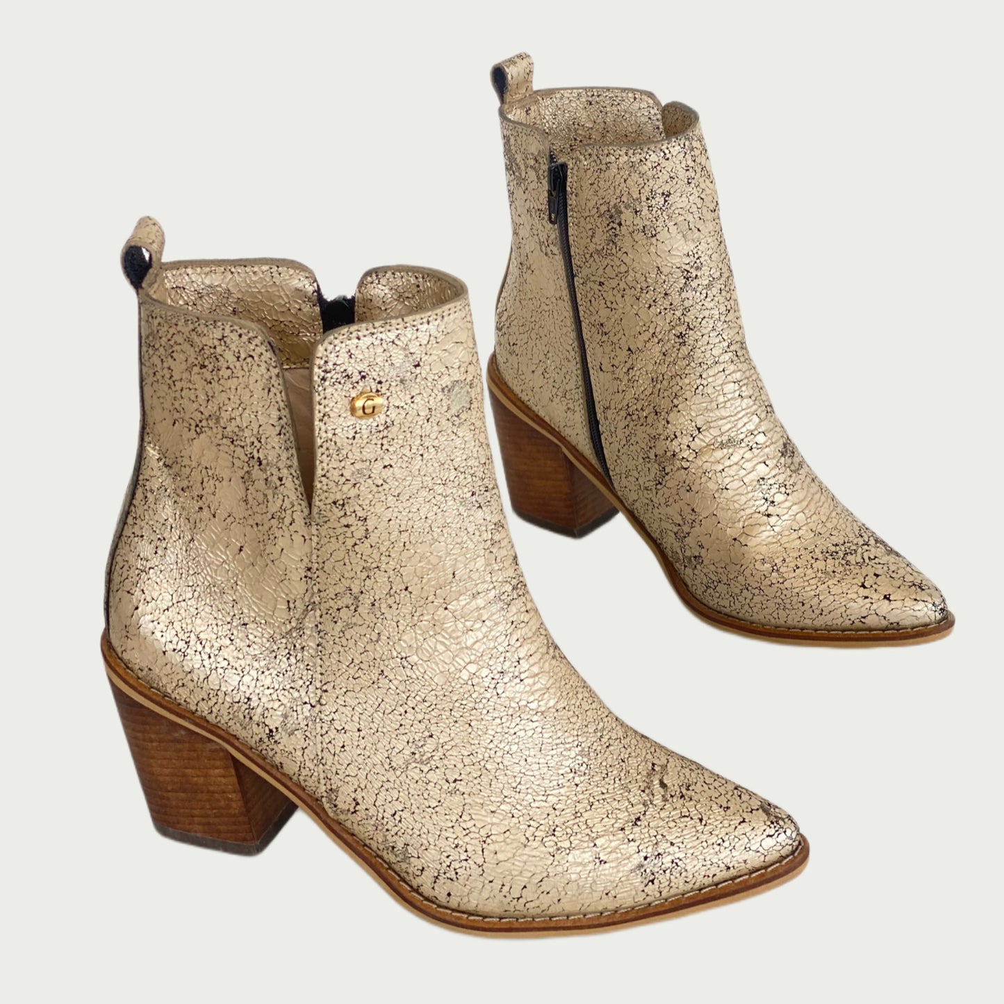 Botas en cuero craquelado dorado Ref: 1664NPOR