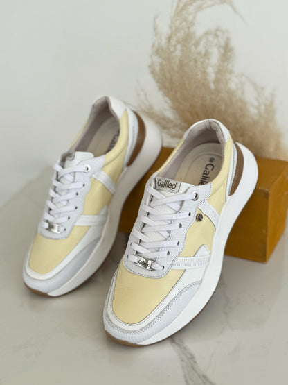 Tenis en cuero blanco x crema Ref: SD132ZCR