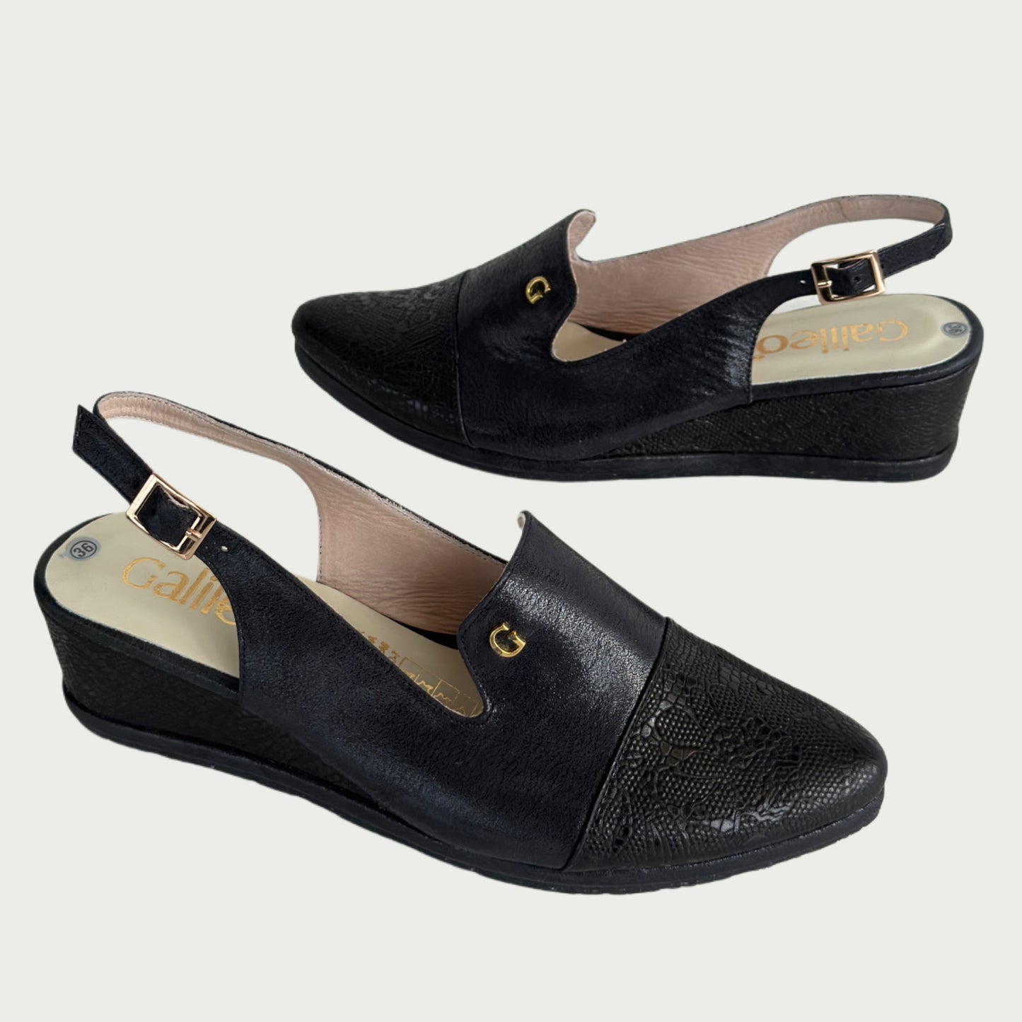 Zapatos en cuero negro x azul noche Ref: ZB100WPAZ