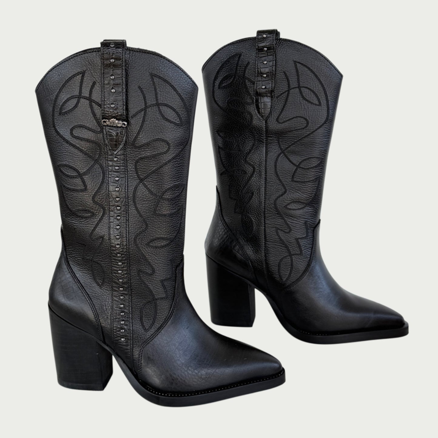 Botas texanas en cuero negro Ref: 6604ZPNG