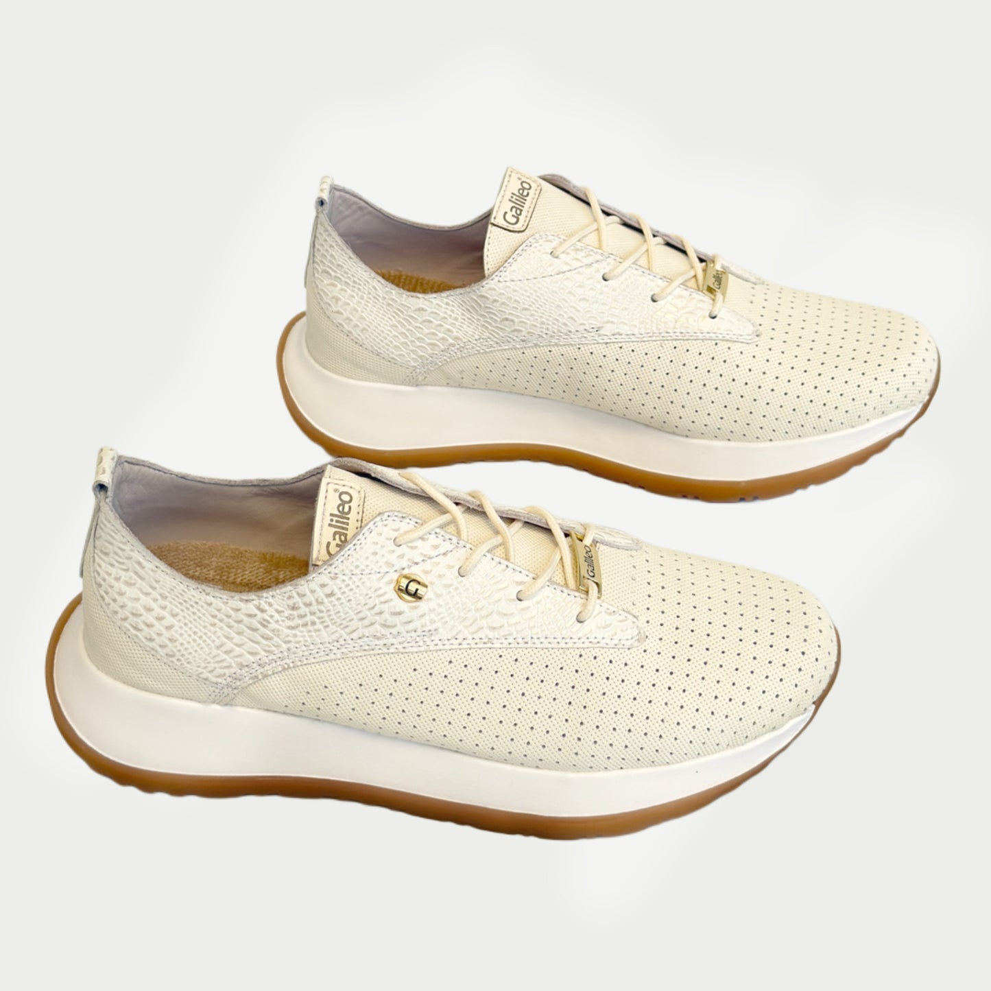 Tennis en cuero talco x beige Ref: SD118WPT