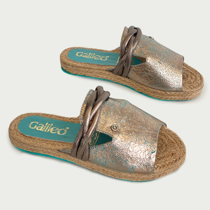 Sandalias en cuero oro x Turqueza Ref2059NPTU6