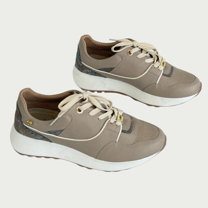 Tenis en cuero color taupe Ref : 003NGT37