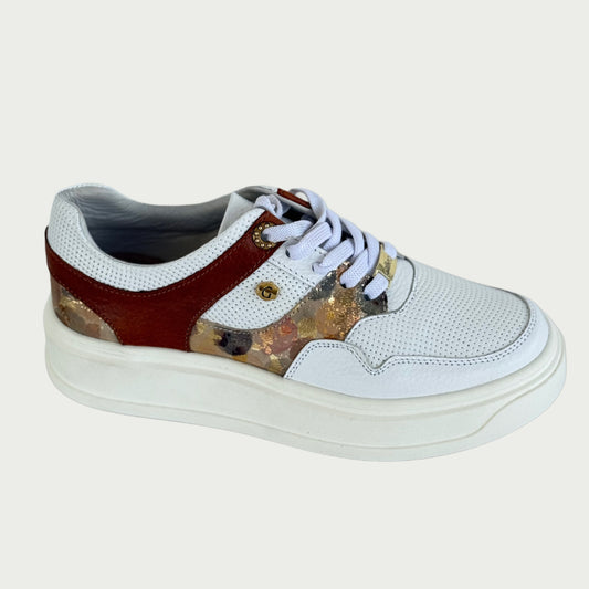 Tennis en cuero blanco x miel Ref: DV323NYBM