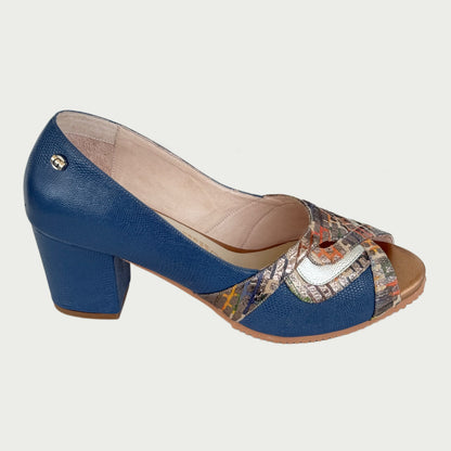 Zapatos en cuero azul despuntados Ref: BP34NPZ