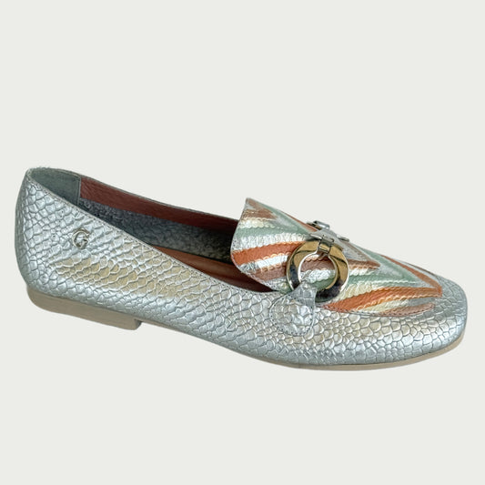 Mocasin en cuero plateado Ref : 42NPPL34