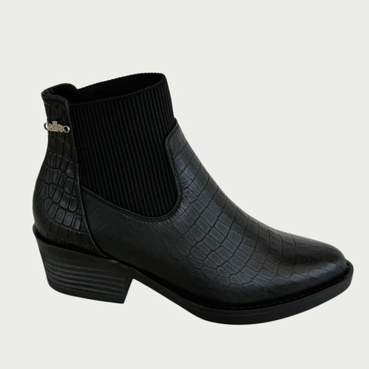 Botines en cuero negro Ref: EMMAAPNG