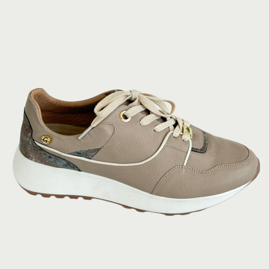 Tenis en cuero color taupe Ref : 003NGT37
