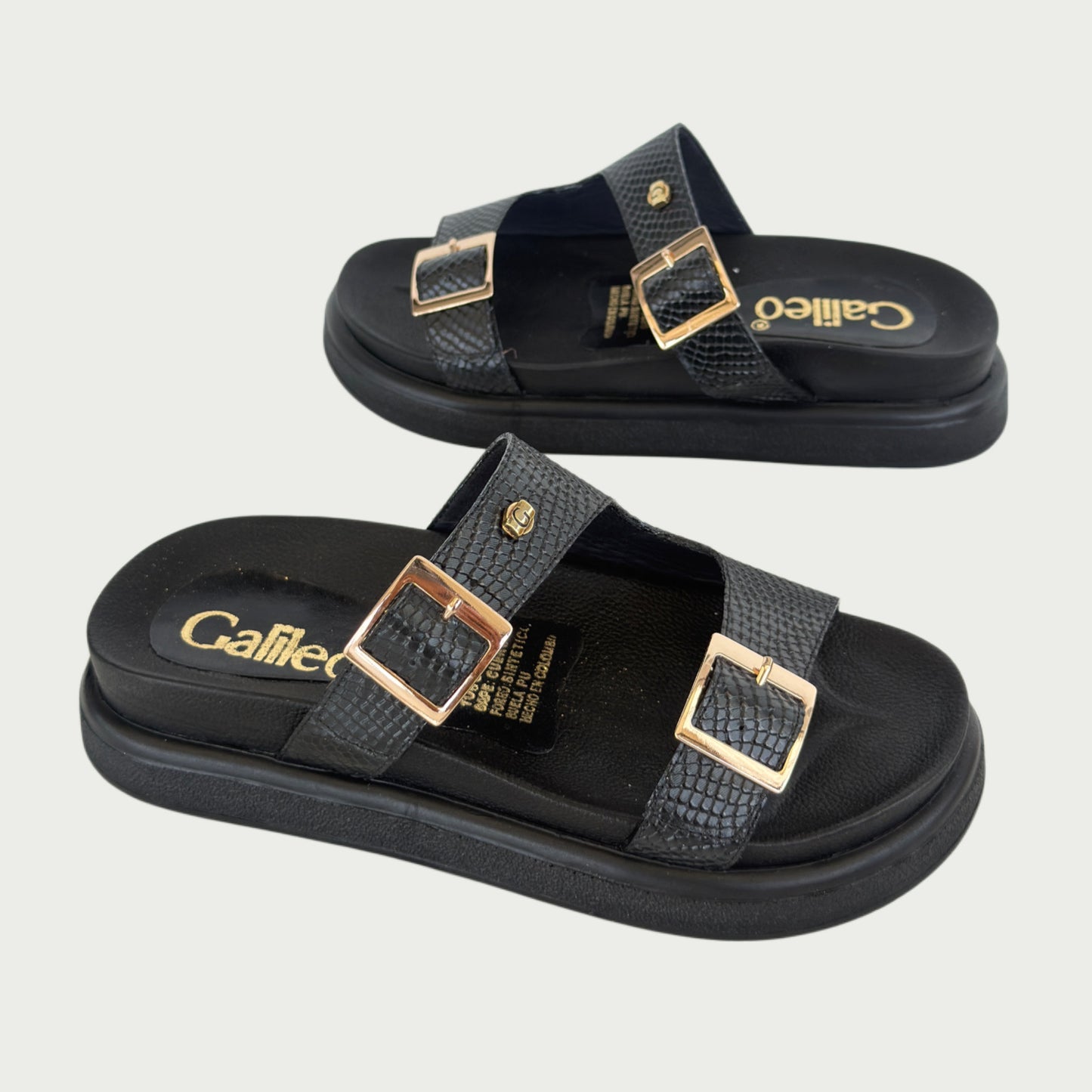 Sandalias en cuero negro Ref: P376ZPNG