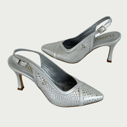 Stilettos destalonados en cuero plateado Ref: 5751WPLA