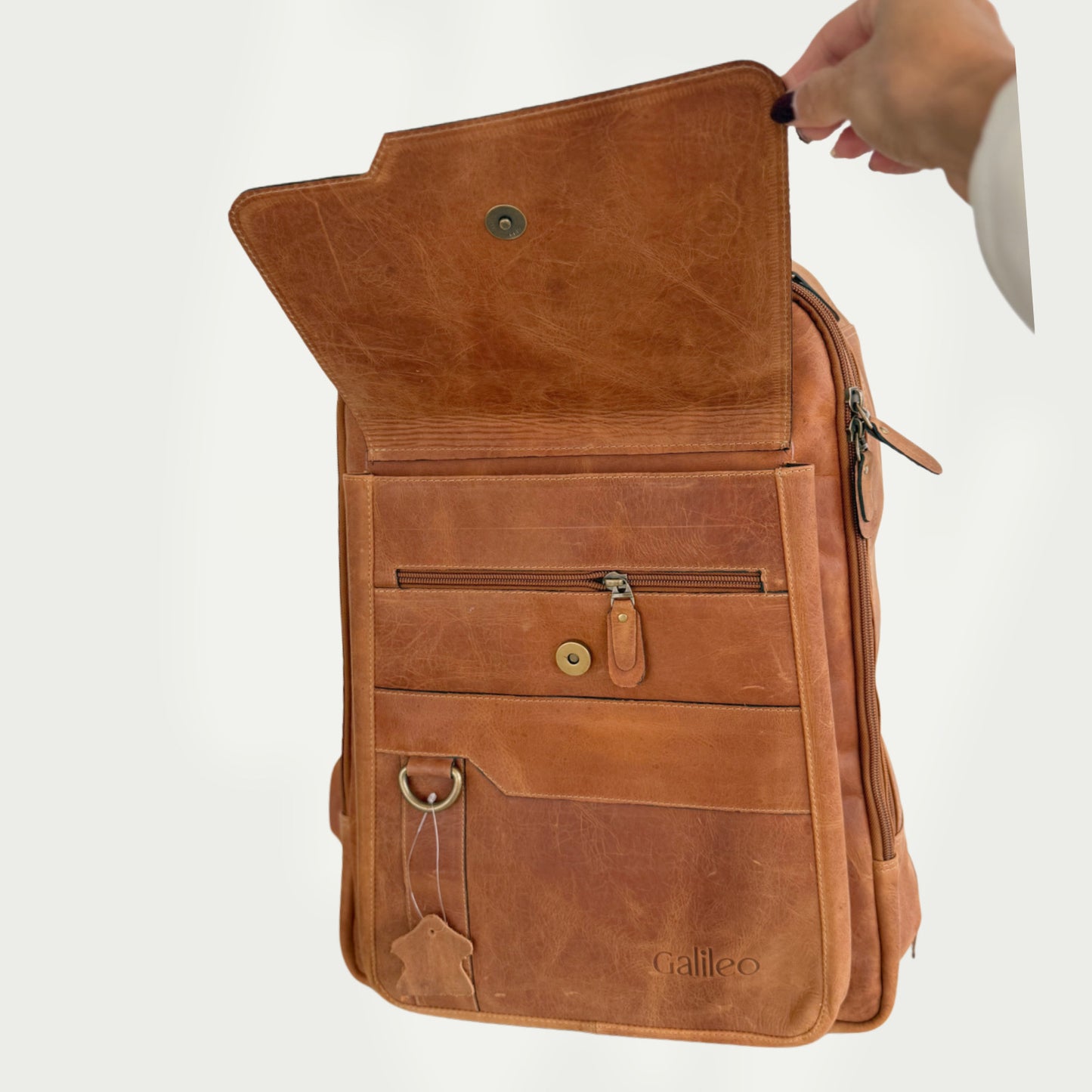 Morral en cuero vintage miel Ref: MO100