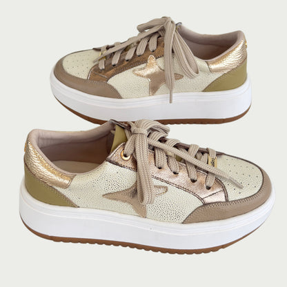 Tenis en cuero bronce x taupe y pistacho Ref: 902ZPCRE