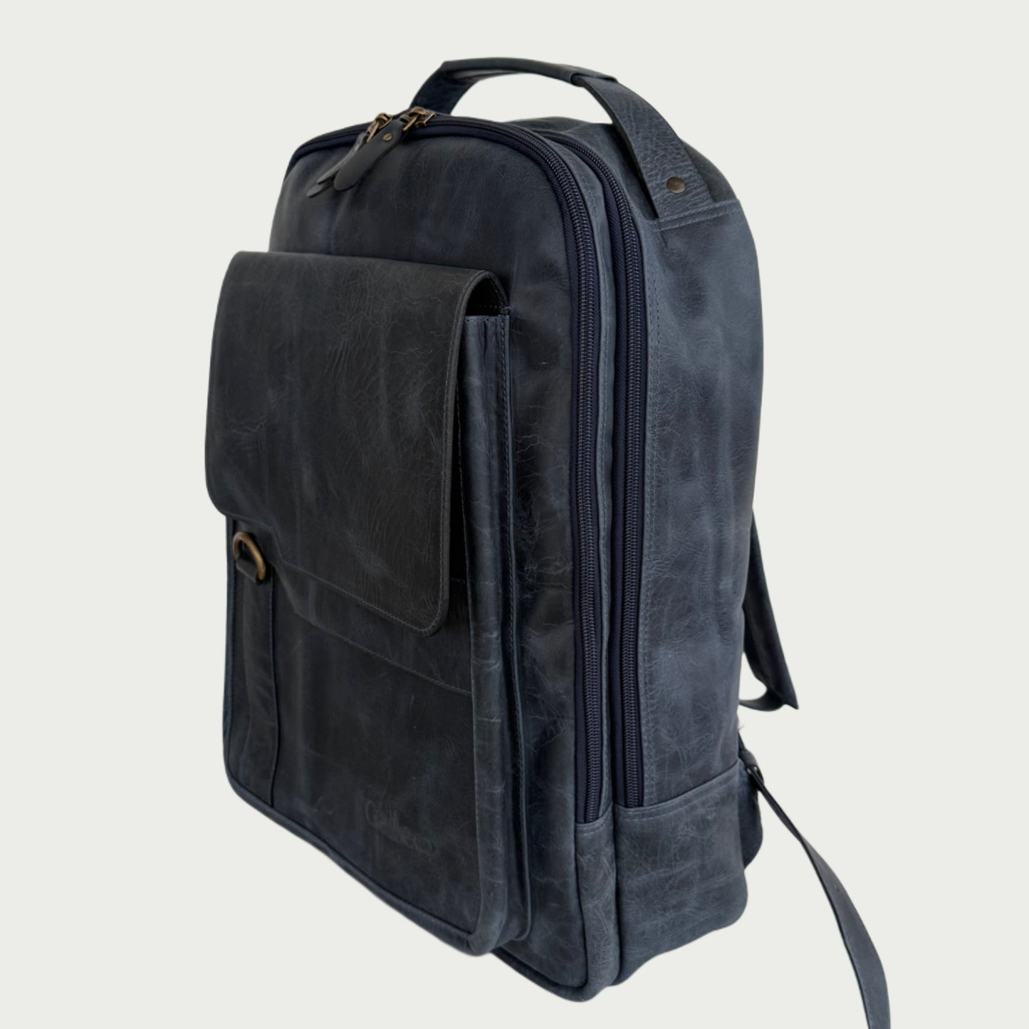 Morral en cuero vintage azul Ref: MO100