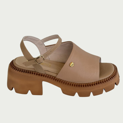 Sandalias en cuero capuchino Ref: P332ZCAP