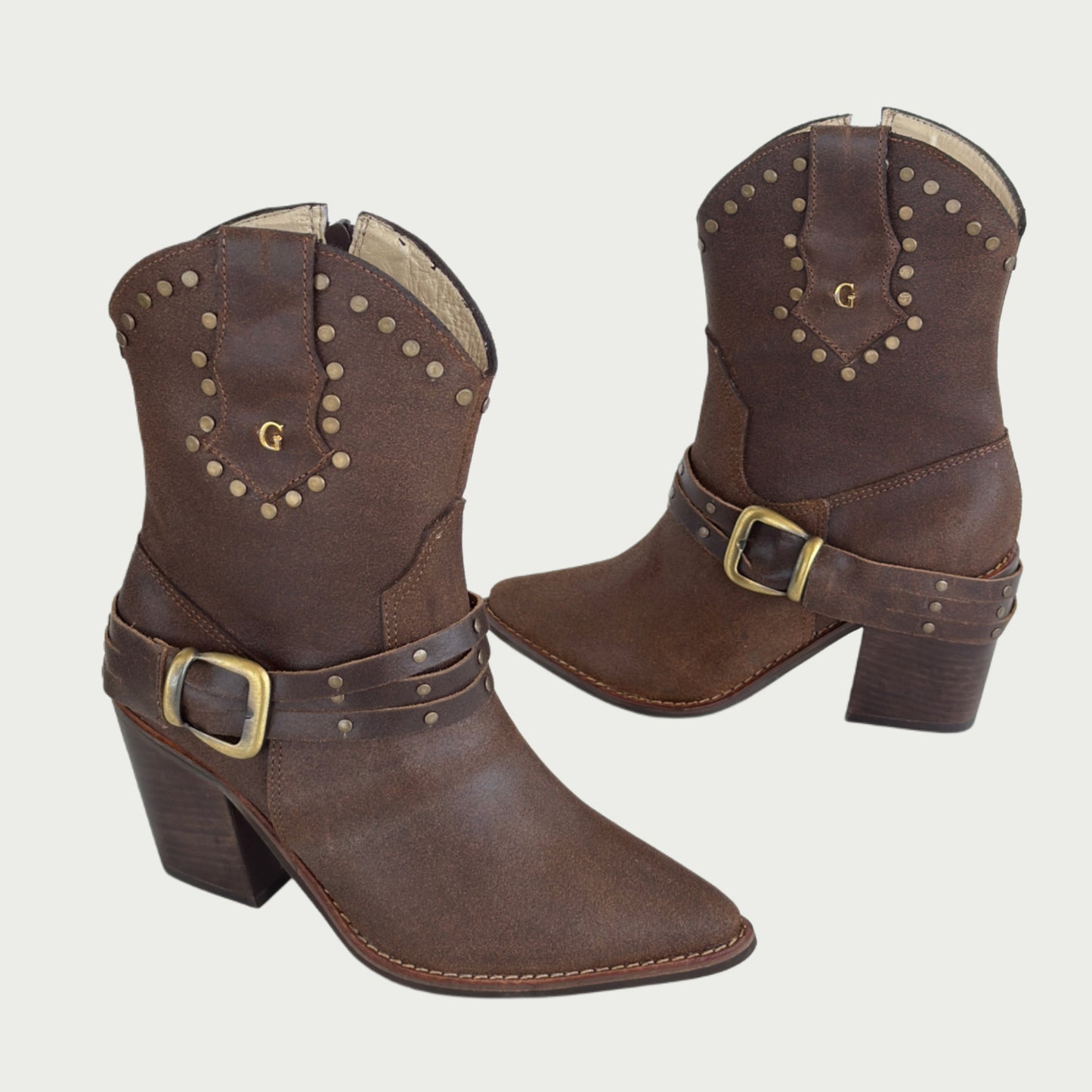 Botas texanas en cuero encerado café Ref: 1650ZPCF
