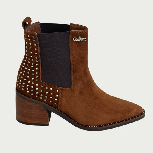 Botines en cuero gamuzado tabaco Ref: 6571XPCA