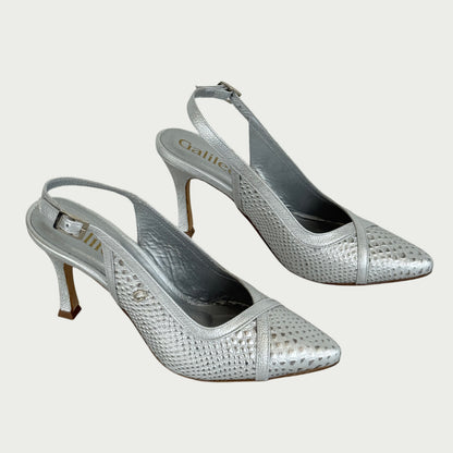 Stilettos destalonados en cuero plateado Ref: 5751WPLA