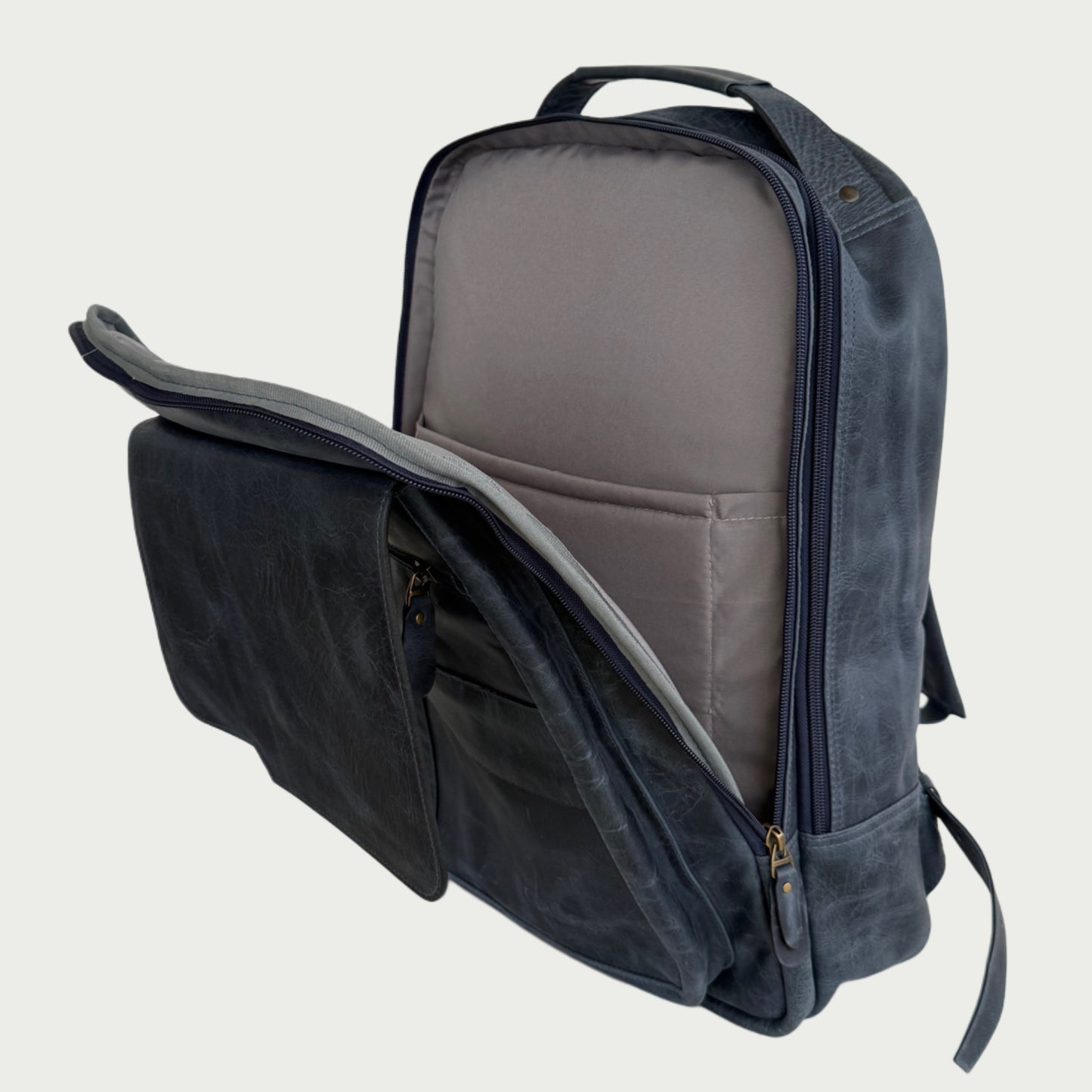Morral en cuero vintage azul Ref: MO100