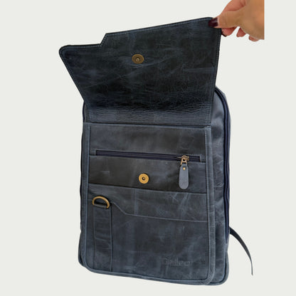 Morral en cuero vintage azul Ref: MO100