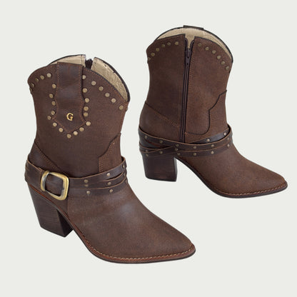 Botas texanas en cuero encerado café Ref: 1650ZPCF