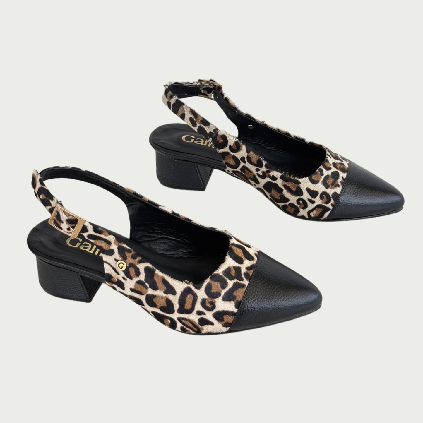 Zapatos en cuero animal print x pelo negro Ref: PC92XPVNG