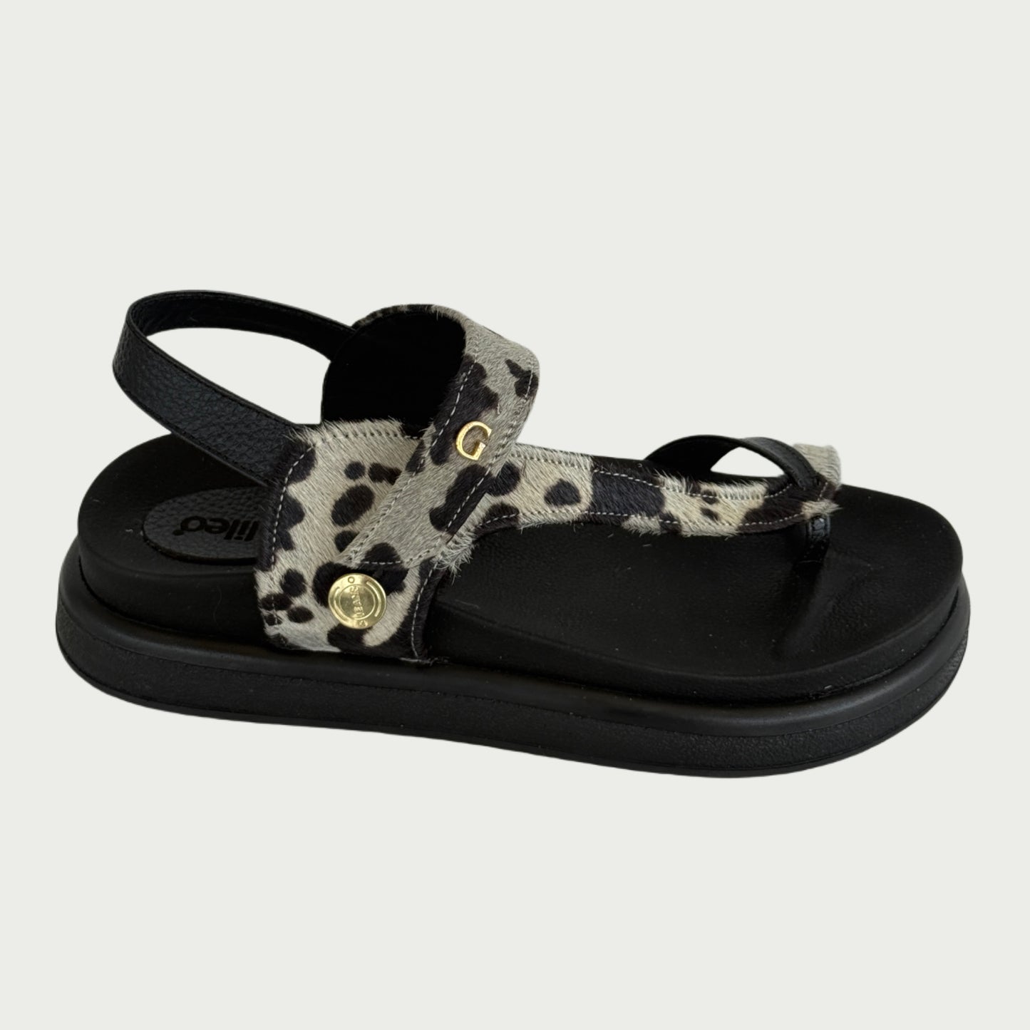 Sandalias en cuero animal print x pelo Ref: CN16WVAN