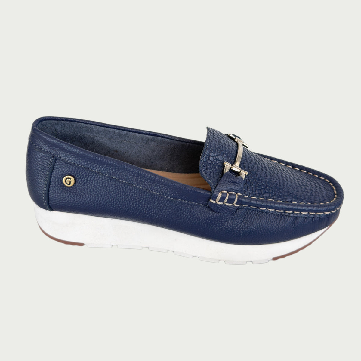 Mocasines en cuero azul Ref: MOCASAPAZ