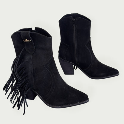 Botas texanas en cuero gamuzado negro Ref: 1601ZPNG