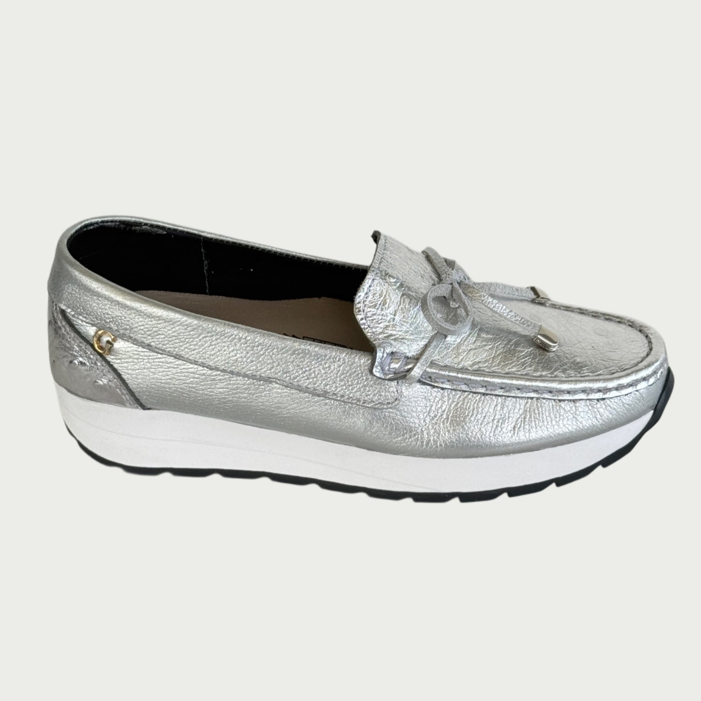Mocasines en cuero plata Ref: 1002CWPL