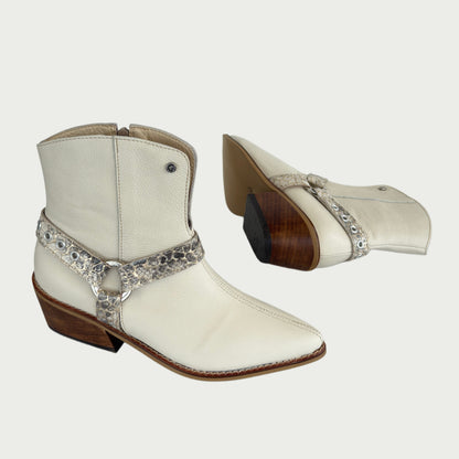 Bota texana en cuero talco x folia Ref: 1797WPTA