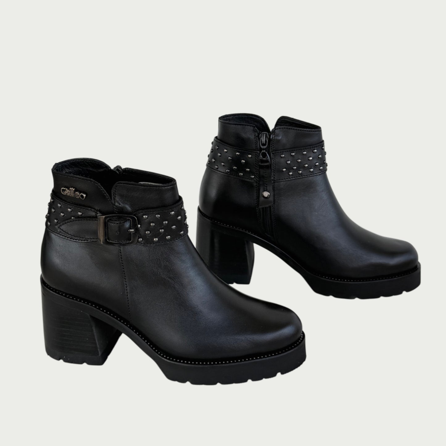 Botines en cuero negro Ref: 6410ZPNG