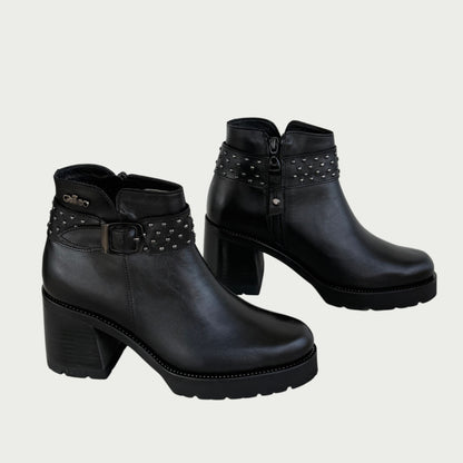 Botines en cuero negro Ref: 6410ZPNG