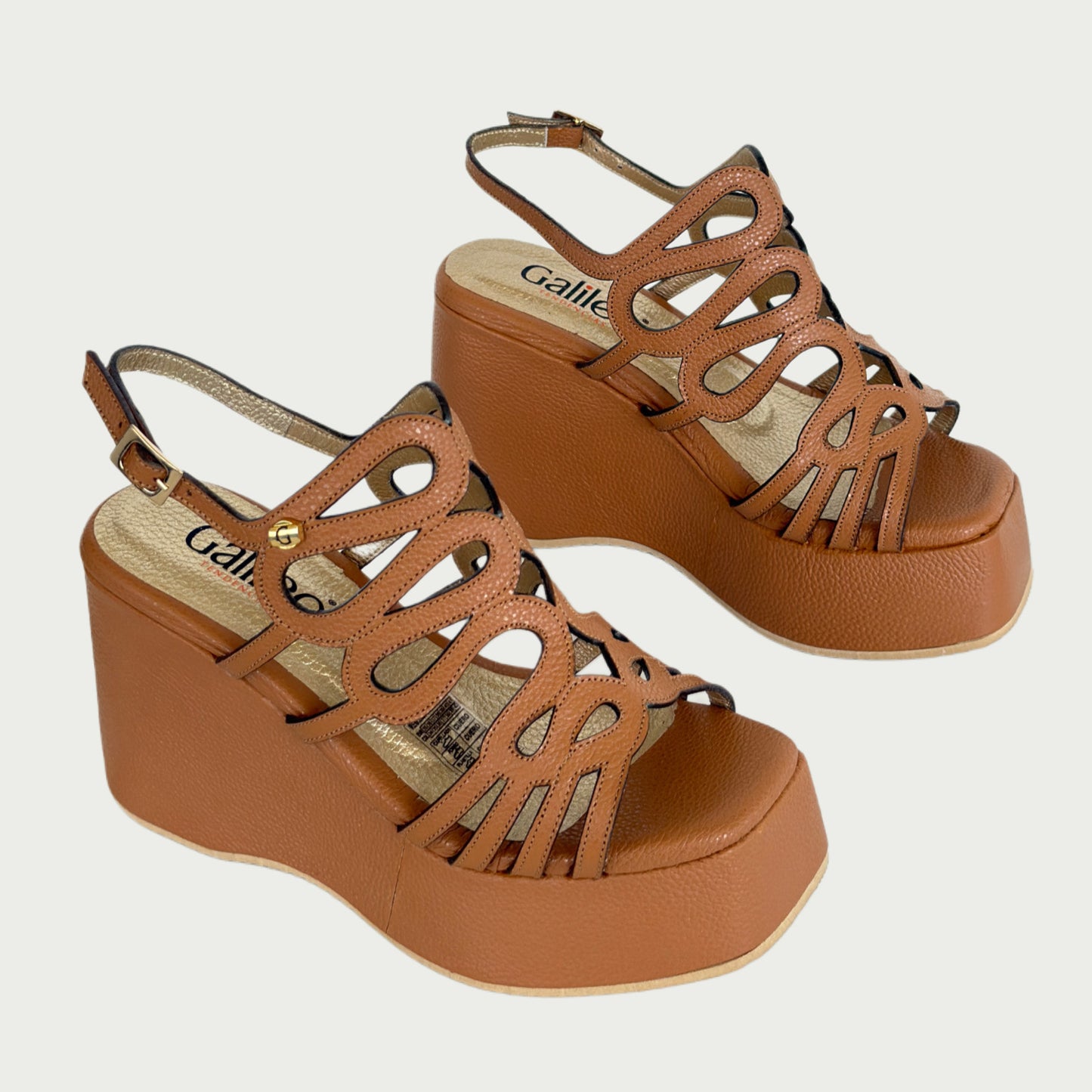 Sandalias en cuero miel Ref: ALEJANMI