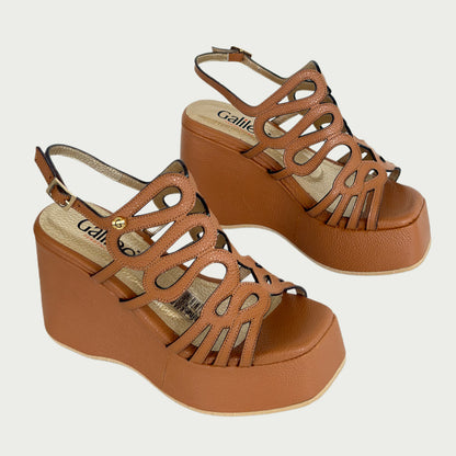 Sandalias en cuero miel Ref: ALEJANMI